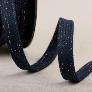 Navy/goud plat katoen koord 15mm