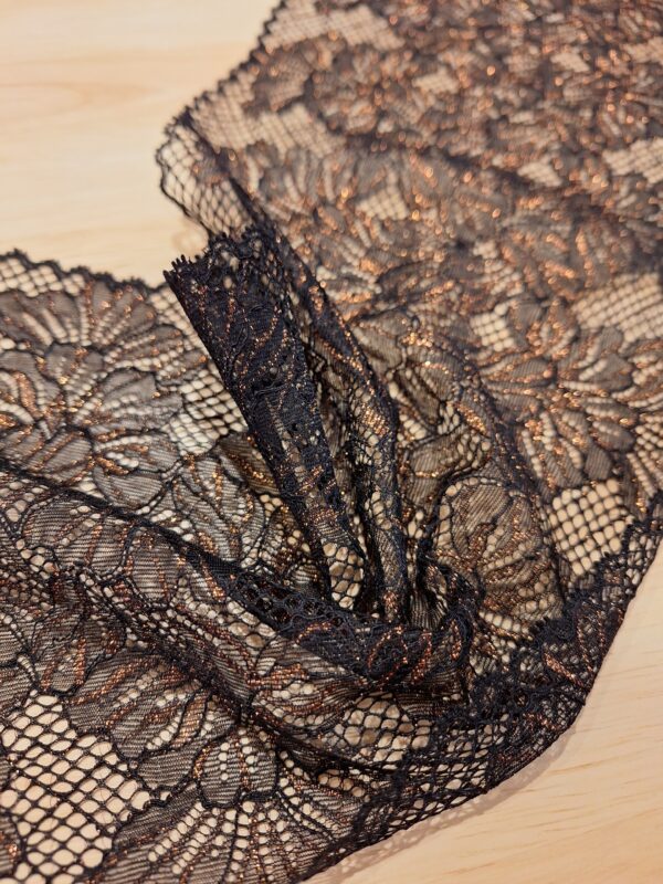 Zwart/brons lurex kant - Afbeelding 2