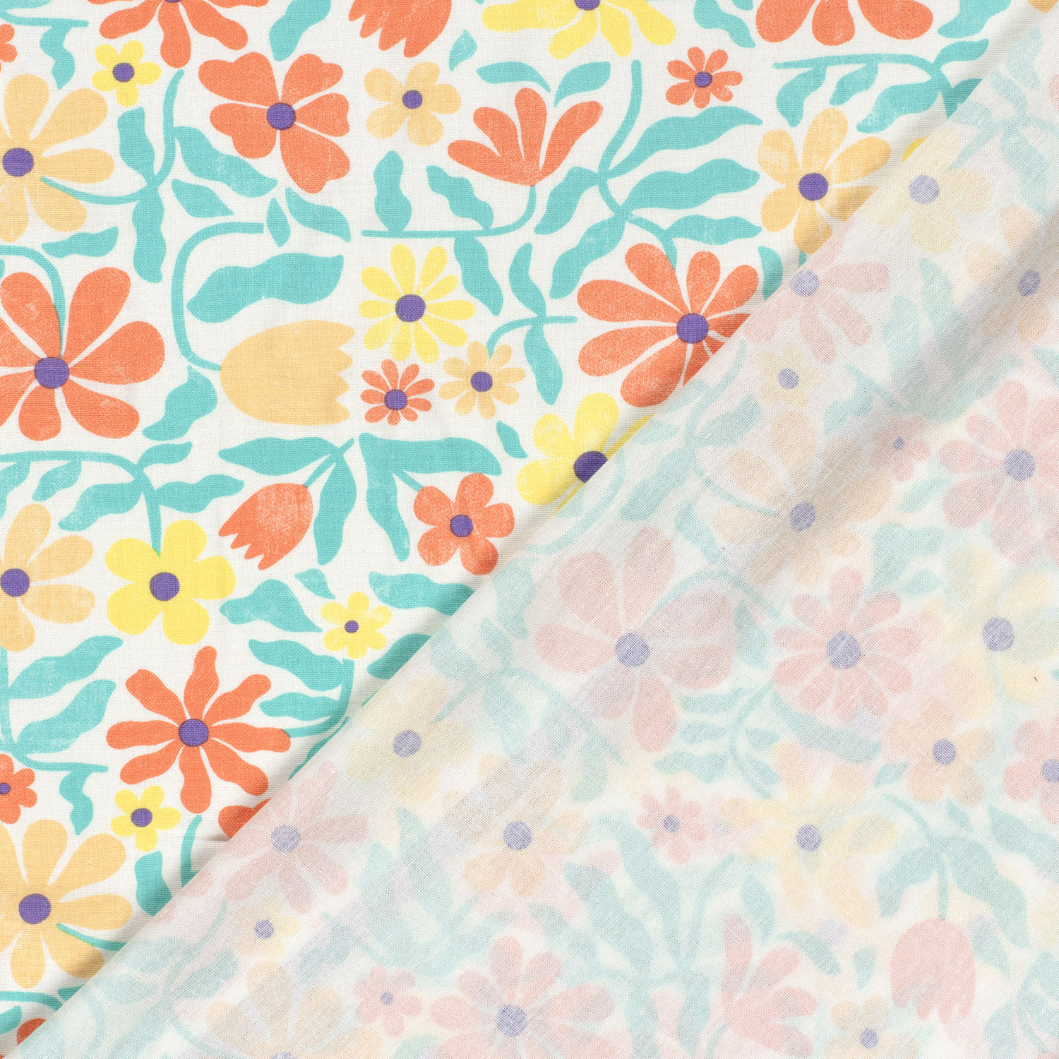 Bloemen geel/zalm geweven linnen viscose - Afbeelding 4