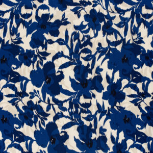 Koningsblauw abstract bloem satijn viscose