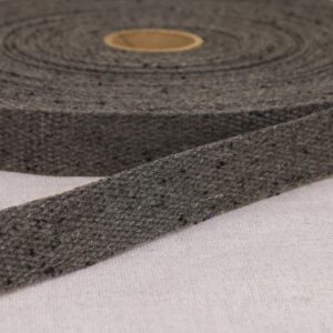 Zwart melange spikkel tassenband 30mm