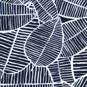 Navy blaadjes canvas