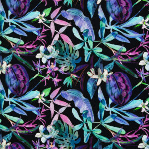 Tropische bloemen french terry