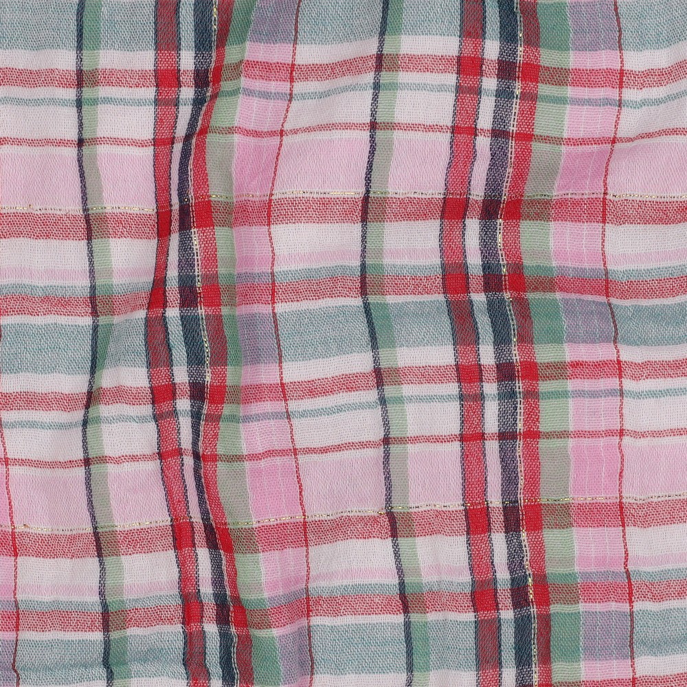 Roos/goud geruit double gauze - Afbeelding 4