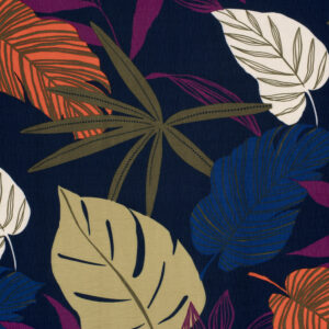 Indigo bloemen viscose ottoman