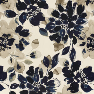 Nachtblauwe bloemen satijn viscose