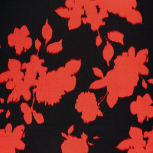 Red flowers black satijn viscose