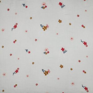 Geborduurde bloemen double gauze