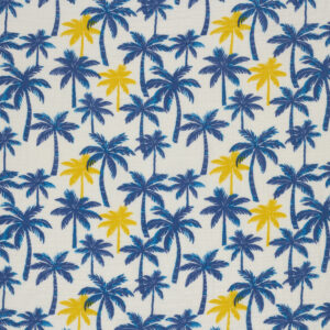 Palmbomen geel/blauw double gauze
