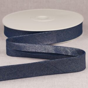 Donkerblauw zilver jeans biaisband 25mm