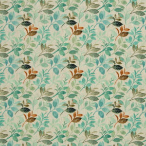 Blue brown leaves linnen viscose