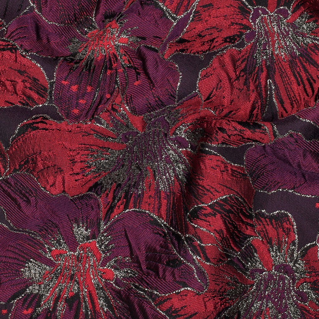 Bordeaux rood flowers jacquard - Afbeelding 2