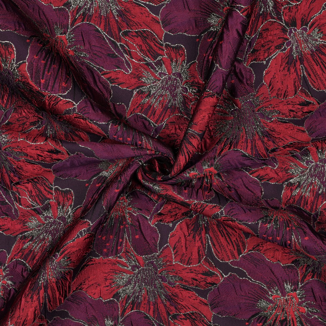 Bordeaux rood flowers jacquard - Afbeelding 4