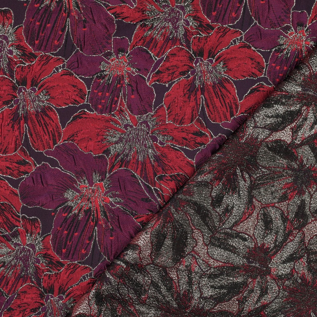 Bordeaux rood flowers jacquard - Afbeelding 3