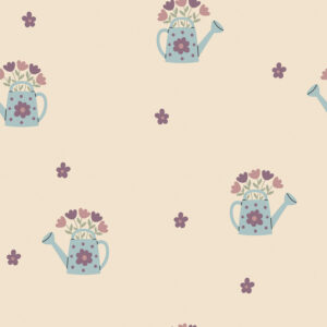 Gieters en bloemen crepe french terry