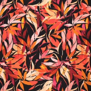 Autumn leaves satin stretch viscose
