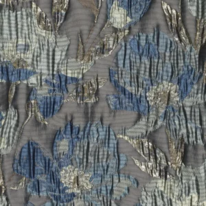 Goud jeansblauw bloemen jacquard