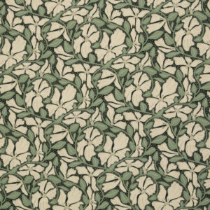 Ecru/sage groene bloemen viscose